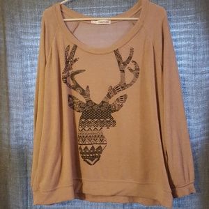 Maurices 1X slouchy reindeer sweatshirt